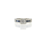 Estate 14KT White Gold Sapphire and Princess Cut Diamond Ring