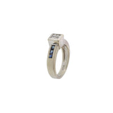 Estate 14KT White Gold Sapphire and Princess Cut Diamond Ring