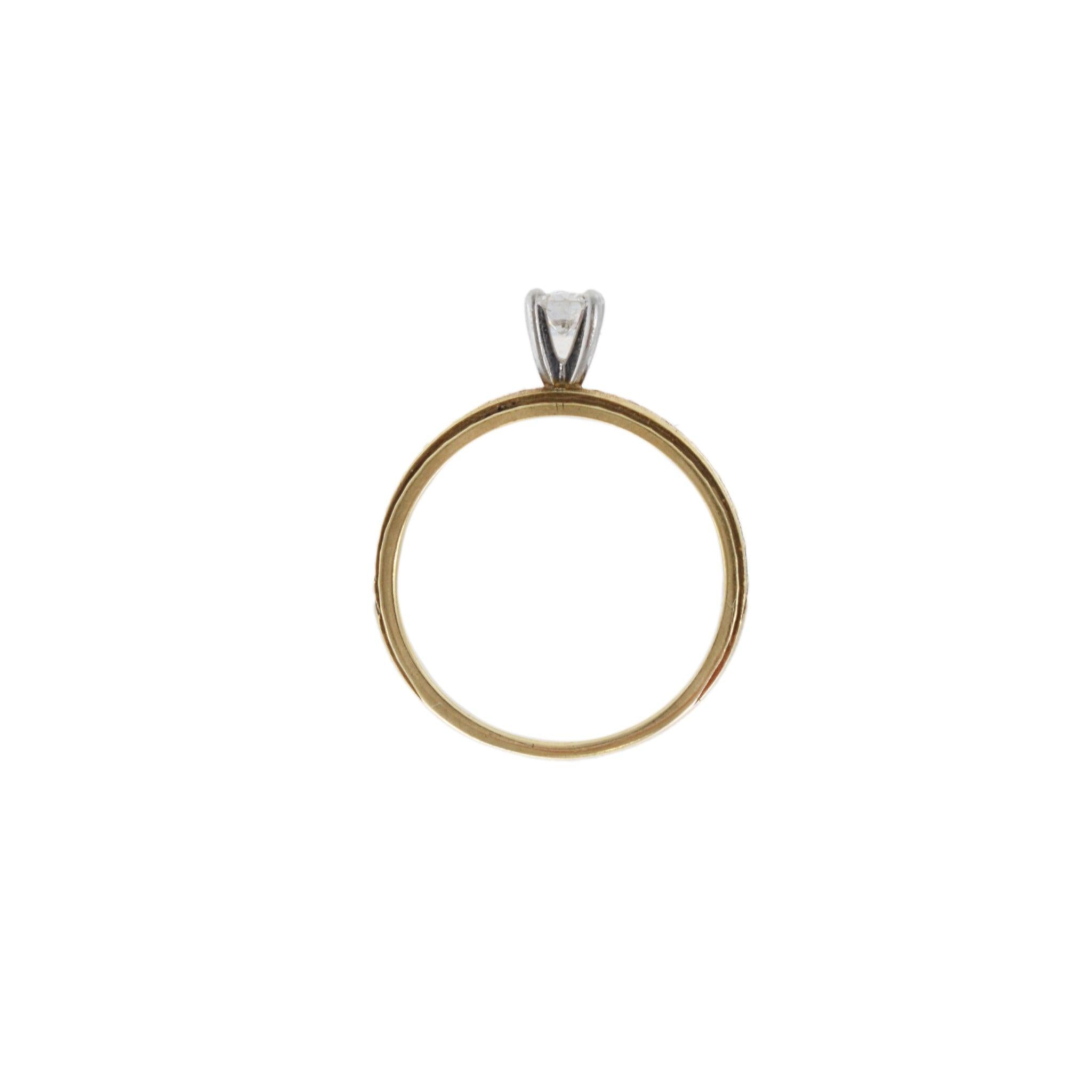 Vintage 14KT Yellow Gold Solitaire Diamond Ring, Engraved Shank