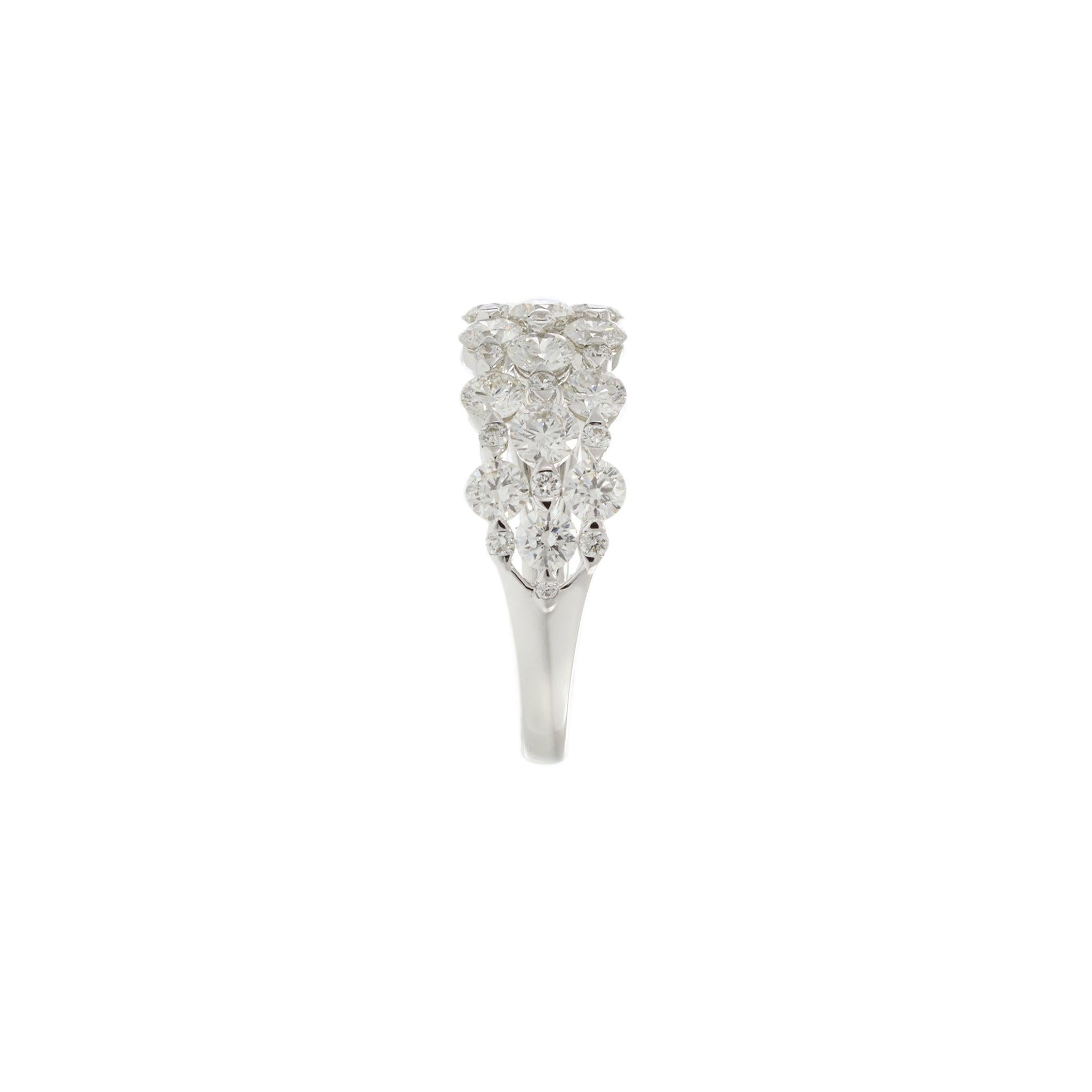 18KT White Gold Diamond Three-Row Band Ring