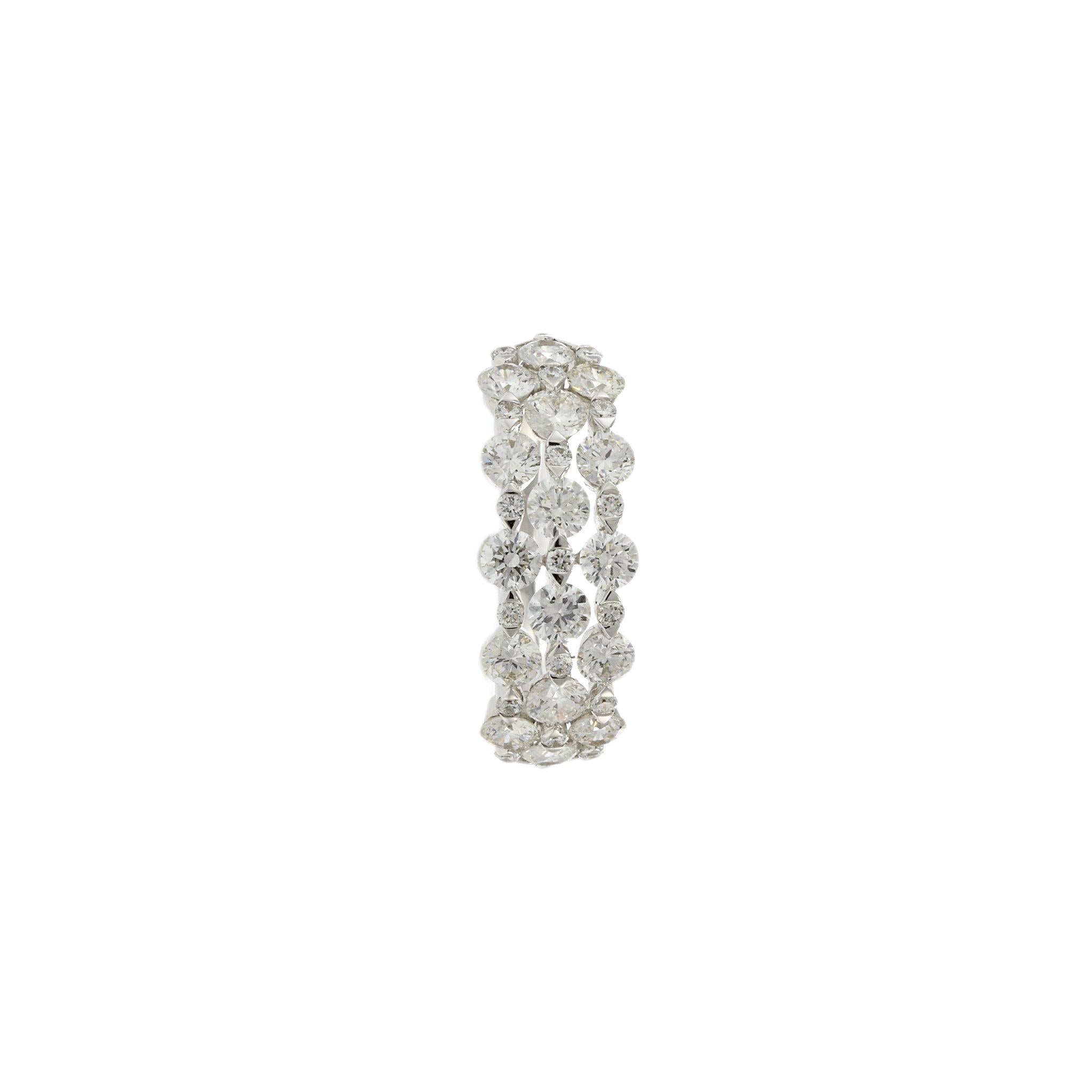 18KT White Gold Diamond Three-Row Band Ring