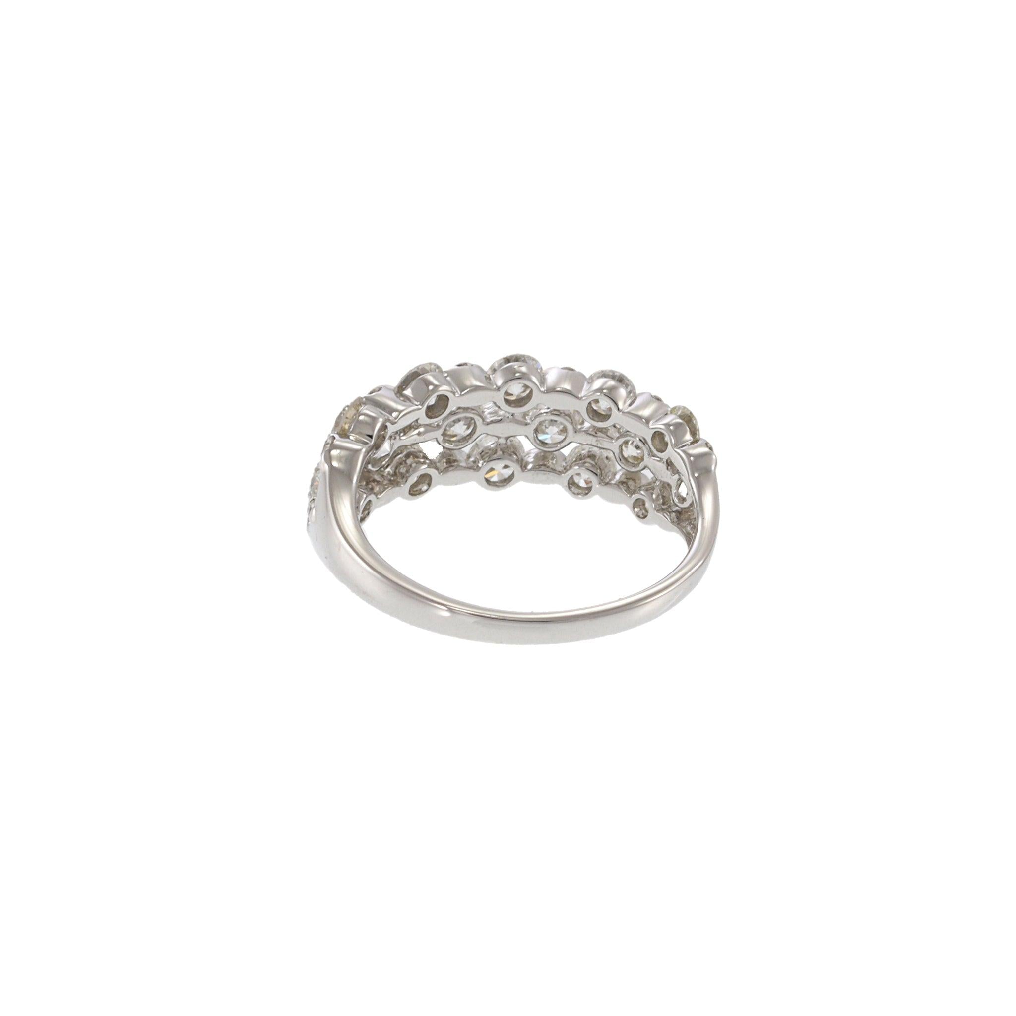18KT White Gold Diamond Three-Row Band Ring