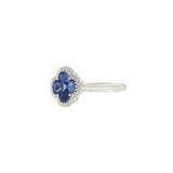 14KT White Gold Sapphire and Diamond Clover Ring