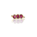 18KT Rose Gold Ruby and Diamond Oval Trio Ring