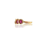 18KT Rose Gold Ruby and Diamond Oval Trio Ring