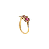 18KT Rose Gold Ruby and Diamond Oval Trio Ring