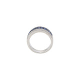 14KT White Gold Princess-Cut Sapphire and Diamond Band Ring