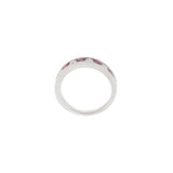 18KT White Gold Channel Set Diamond and Ruby Ring