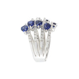 18KT White Gold Diamond and Blue Sapphire Crossover Ring
