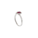 18KT White Gold Pear Ruby and Diamond Halo Ring