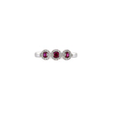 18KT White Gold Ruby and Diamond Triple Loop Ring