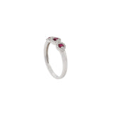 18KT White Gold Ruby and Diamond Triple Loop Ring