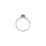 14KT White Gold Pear Shape Ruby and Diamond Halo Ring