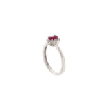 18KT White Gold Oval Ruby Ring with Diamond Halo