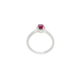 18KT White Gold Oval Ruby Ring with Diamond Halo