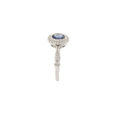 14KT White Gold Vintage-Inspired Oval Sapphire and Diamond Ring