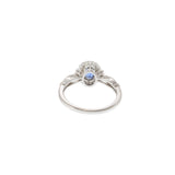 14KT White Gold Vintage-Inspired Oval Sapphire and Diamond Ring