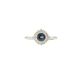 14KT White Gold Round Sapphire and Diamond Halo Ring