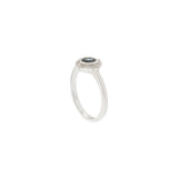 14KT White Gold Round Sapphire and Diamond Halo Ring