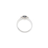 14KT White Gold Round Sapphire and Diamond Halo Ring