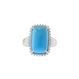 18KT White Gold Natural Turquoise & Diamond Halo Ring