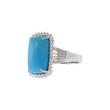 18KT White Gold Natural Turquoise & Diamond Halo Ring