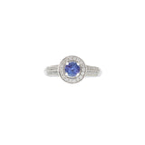 14KT White Gold Tanzanite and Diamond Halo Ring