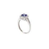 14KT White Gold Tanzanite and Diamond Halo Ring