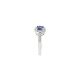 14KT White Gold Tanzanite and Diamond Halo Ring