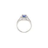 14KT White Gold Tanzanite and Diamond Halo Ring