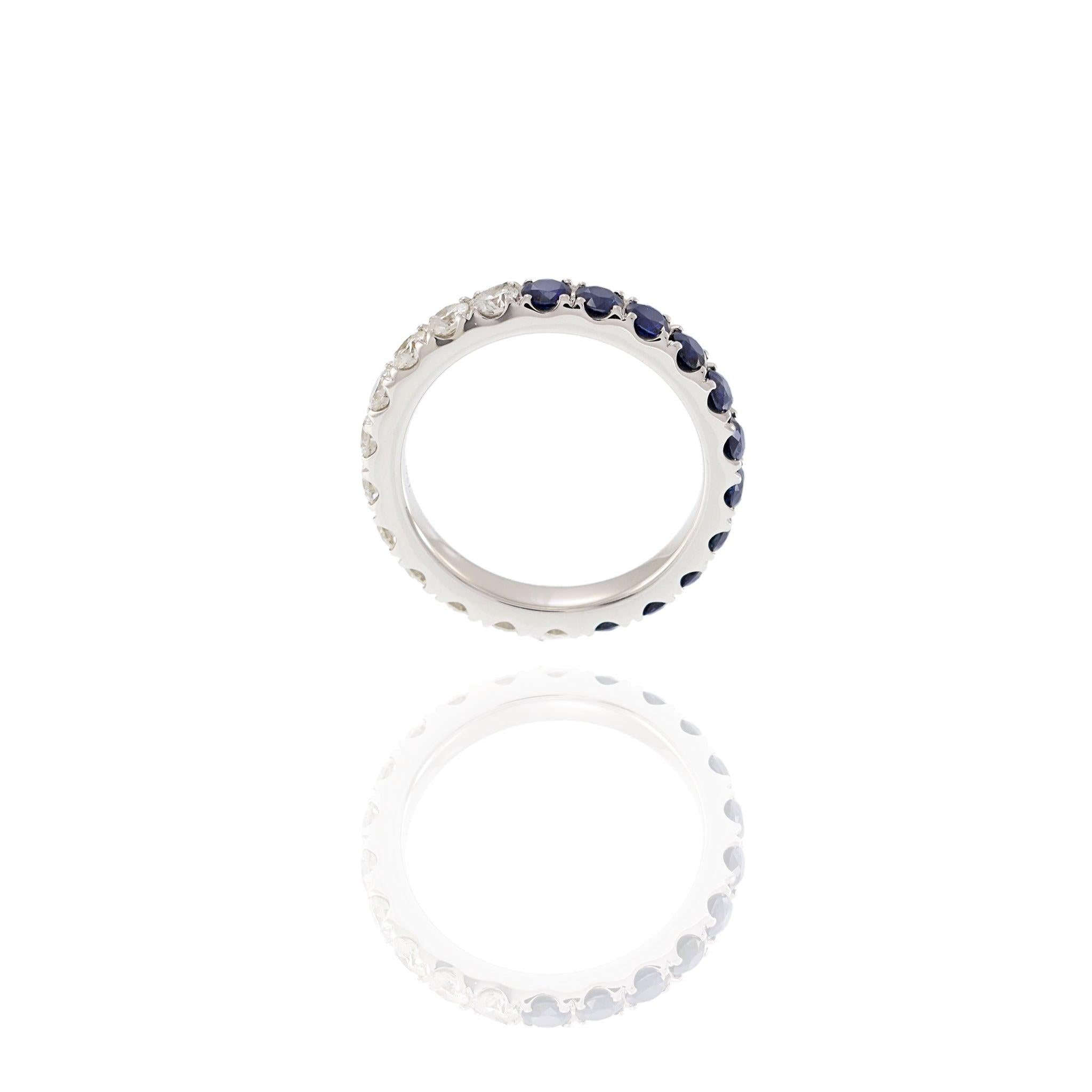 18KT White Gold Sapphire and Diamond Eternity Band
