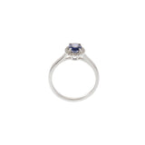 18KT White Gold Oval Sapphire and Diamond Halo Ring