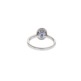 18KT White Gold Oval Sapphire and Diamond Halo Ring