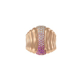 14KT Rose Gold Cigar Band Ring with Pink Sapphires and Diamonds