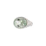 18KT White Gold Green Amethyst and Diamond Ring