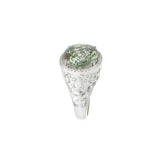 18KT White Gold Green Amethyst and Diamond Ring