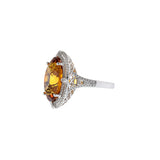 14KT White Gold Citrine and Diamond Double Halo Ring