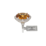14KT White Gold Citrine and Diamond Double Halo Ring