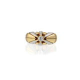 Vintage Art Deco 18KT Yellow & White Gold Old Mine Cut Diamond Ring