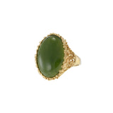 Men's Vintage Oval Jade Ring in 14KT Yellow Gold