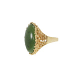 Men's Vintage Oval Jade Ring in 14KT Yellow Gold