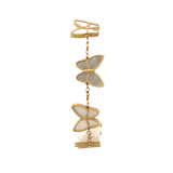 14KT Yellow Gold With Round Cut Diamonds And Mother Of Pearl Butterflies