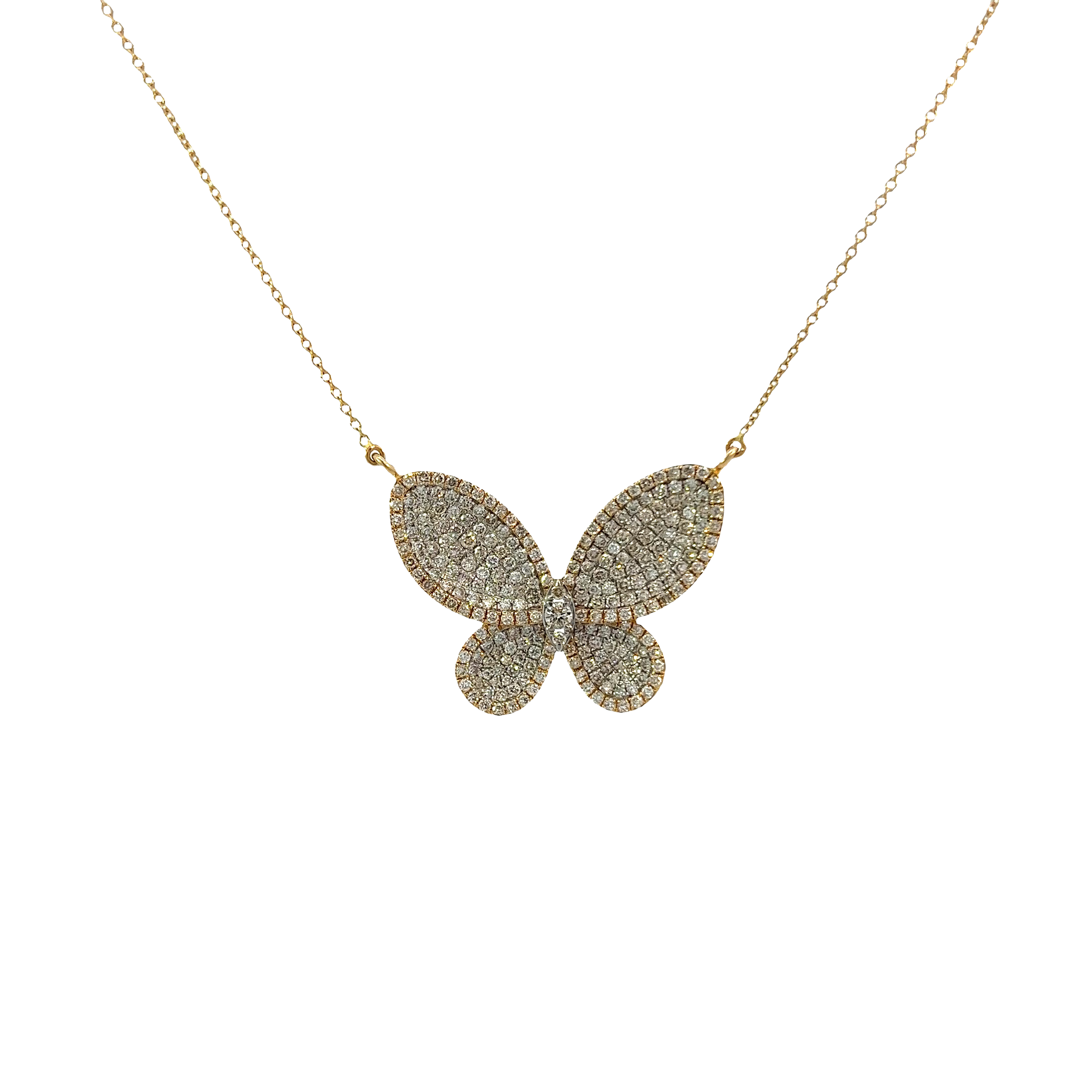 14KT Yellow Gold Butterfly Pendant Necklace