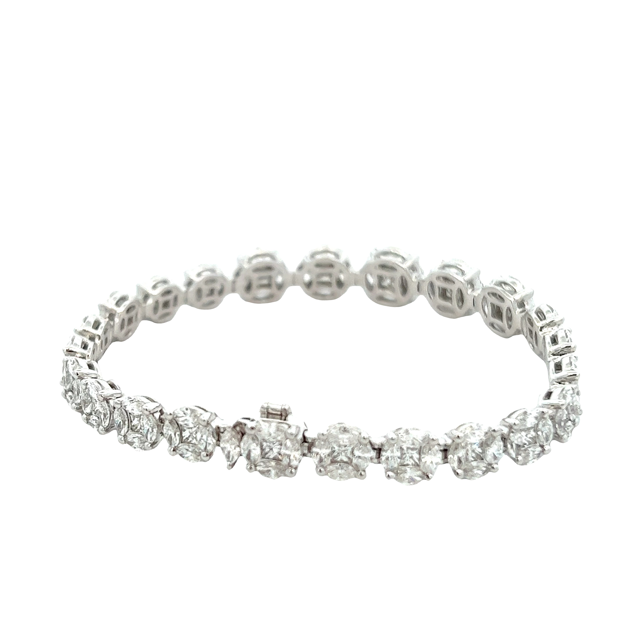 18KT White Gold Multi-Cut Section Diamond Bracelet