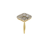 Victorian Era 18KT Two-Tone Gold Marquise Diamond Filigree Ring