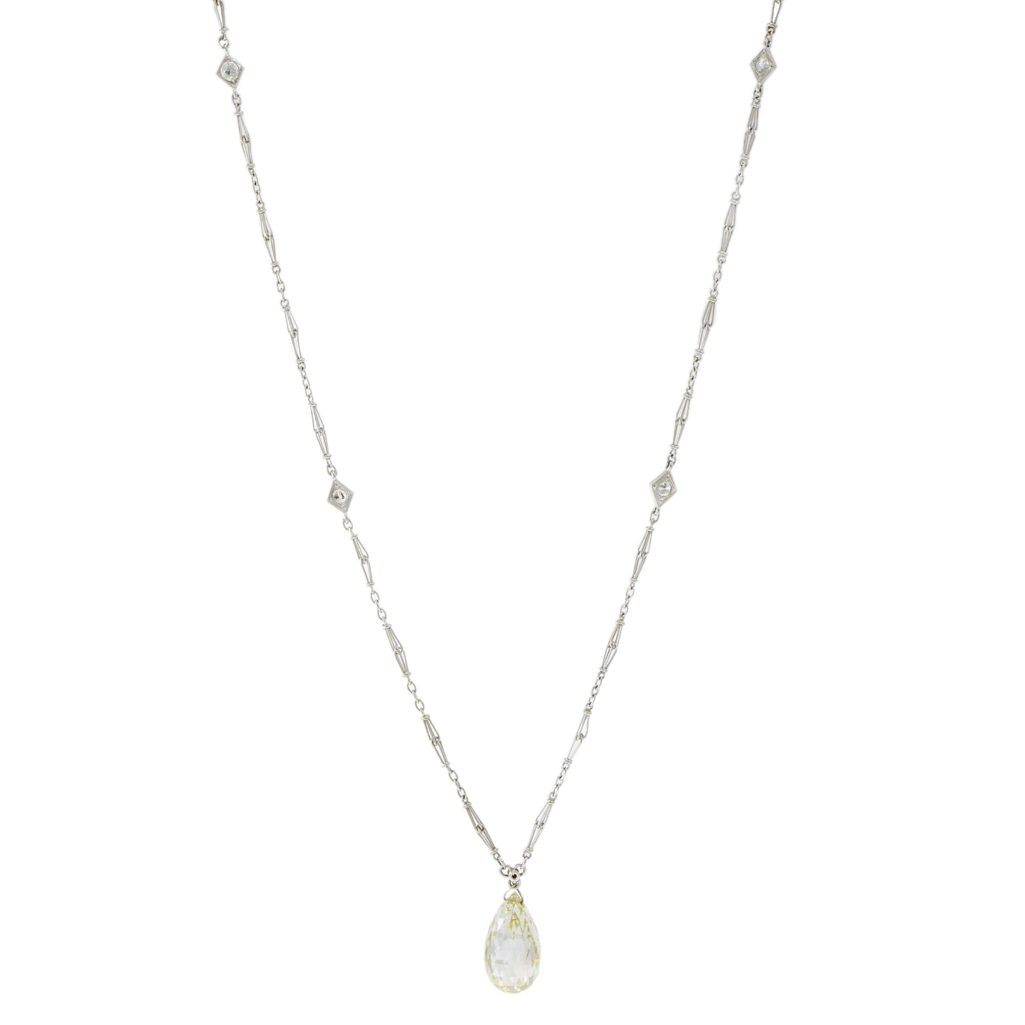 Victorian Era 8.94CT Briolette Diamond Necklace