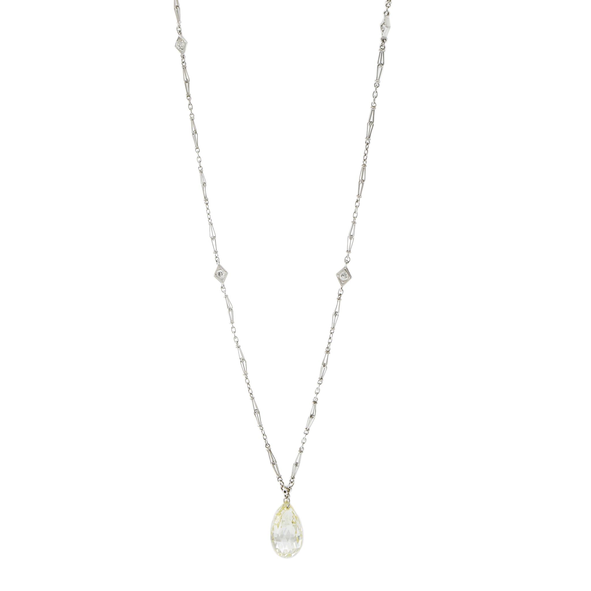 Victorian Era 8.94CT Briolette Diamond Necklace