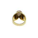 Vintage Retro Era 14KT Yellow Gold Diamond Cluster Ribbed Ring
