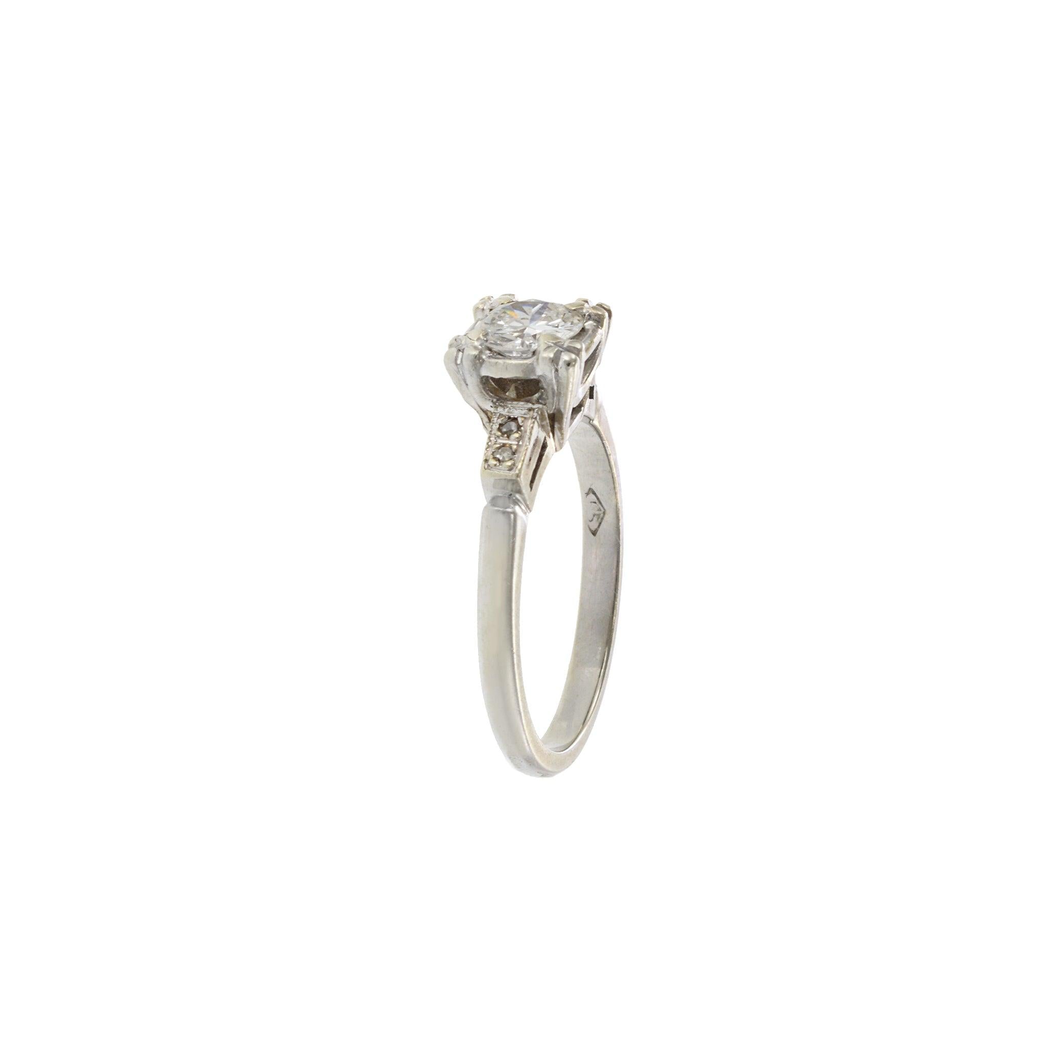 Vintage 14KT White Gold European Cut Diamond Ring