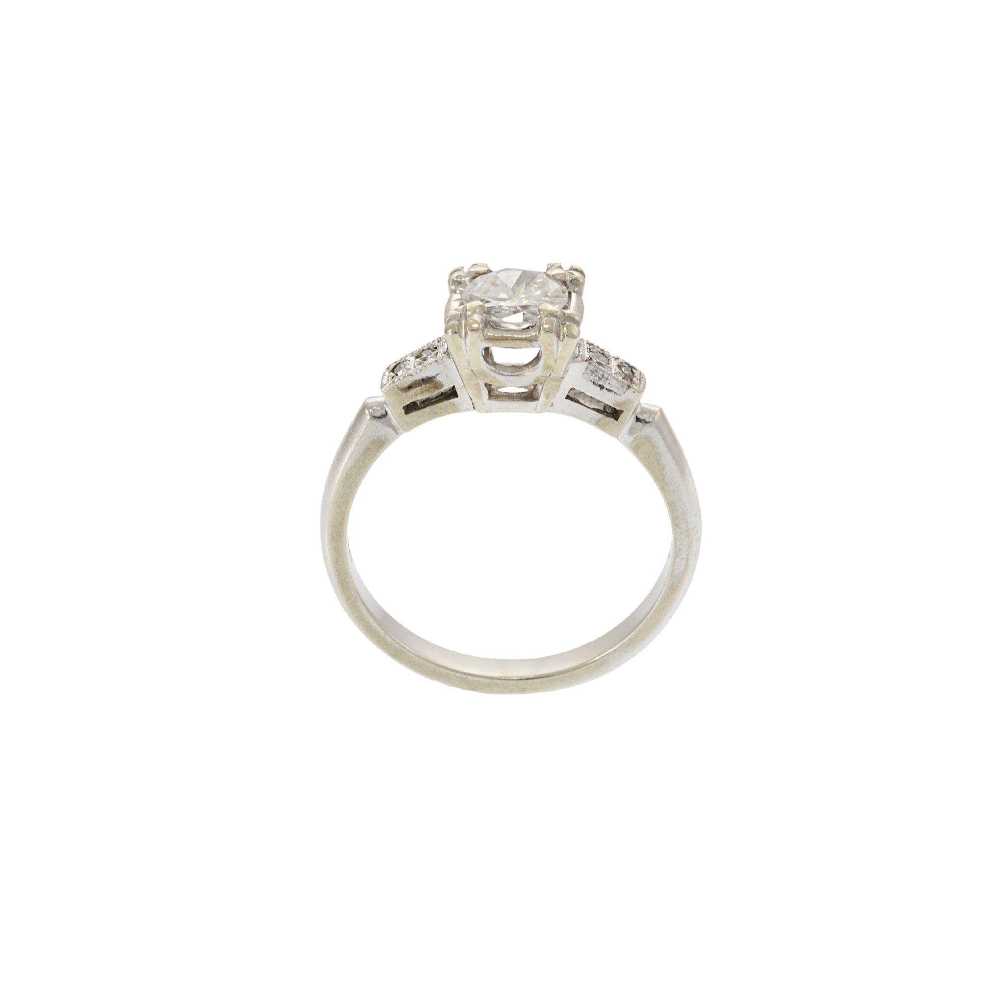 Vintage 14KT White Gold European Cut Diamond Ring